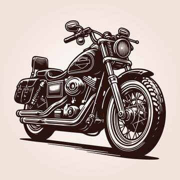 Harley motorcycle isolated on white, Classic motorcycle concept in vintage monochrome style isolated vector, motorcycle emblem illustration label vector.