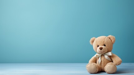 Cute teddy bear isolated on background. baby, love, teddy bear, teddy, brown, animal, cute, gift, blue, lonely, childhood, friendship, birthday, fun, art