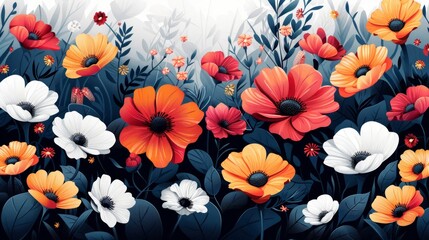 Floral Abstract Design with White Background Generative AI