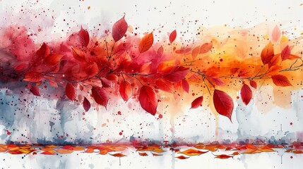 Vibrant Abstract Watercolor Fall Background Generative AI