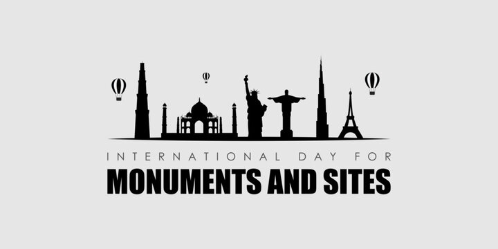 Vector illustration of International Day For Monuments and Sites social media feed template