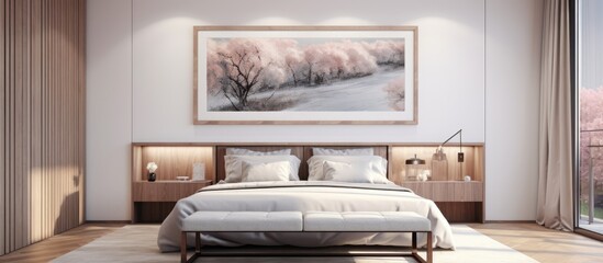 Abstract Landscape Wall Art Print for Elegant Bedroom Decor