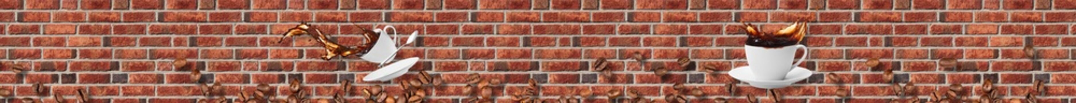 Fototapeta kawa na tle cegły 