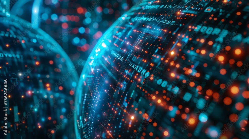 Poster cyber security and information or network protection. future cyber technology web services for busin