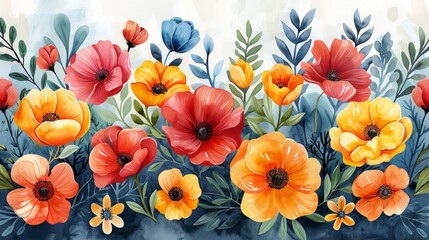 Vibrant Watercolor Flower Arrangement Generative AI