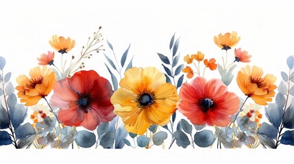 Circular Flower Arrangement: Watercolor Illustration Generative AI
