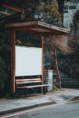 Blank poster on a bus station.