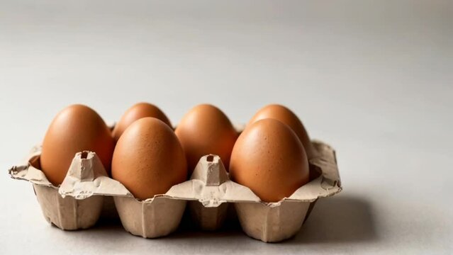 Fresh eggs in a box isolated in white background