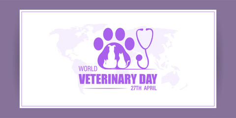 Vector illustration of World Veterinary Day social media feed template