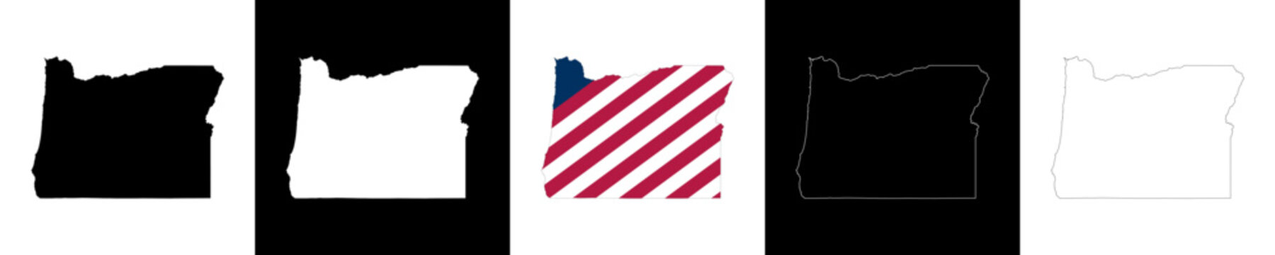 Oregon state outline map set