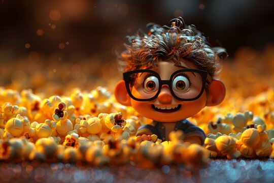Cartoon Character Surrounded by Yellow Chicks