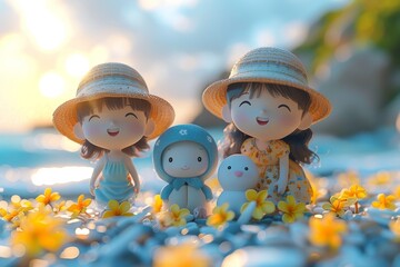 Two Small Figurines Standing Together