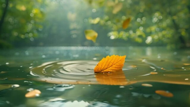 leaves floating in water Video 4K