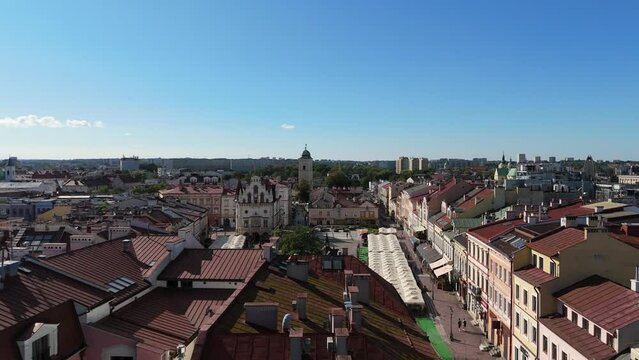 Beautiful Market Square Old Town Rzeszow Aerial View Poland