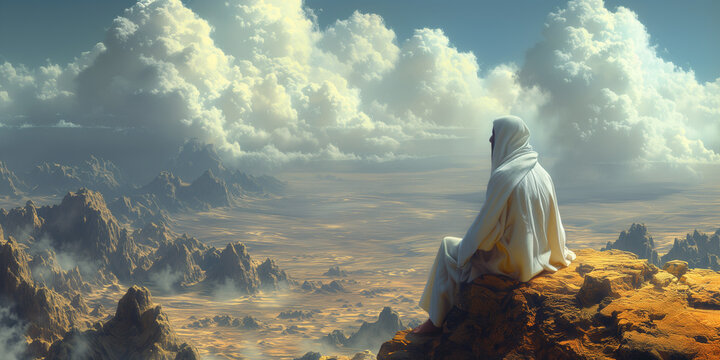 Moses receiving the ten commandments at Mount Sinai, religion and faith, prophet of judaism and christianity
