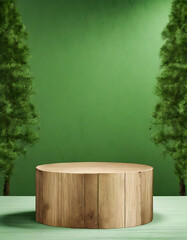 Rock podium mockup for products, green background. Podium mockup for natural products