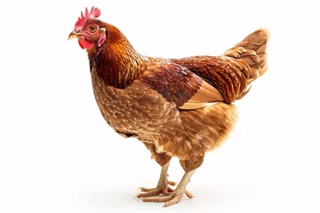 Foto op Aluminium a chicken standing on a white background © Mariana