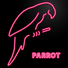 parrot neon sign, modern glowing banner design, colorful modern design trend on black background. Vector illustration. © Oleh