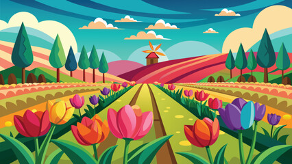 a tulip landscape vector illustration design 4.eps