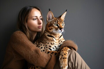 Leopard Print Fever A Woman's Love for Her Exotic Feline Friend Generative AI