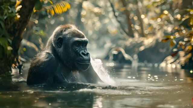 gorillas in nature Video 4K