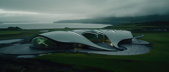 Obraz premium Modern building with interesting architectural curves