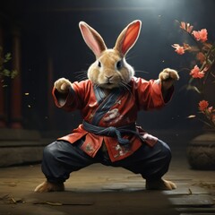 rabbit doing kung fu
