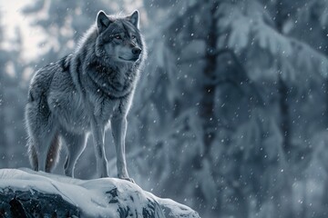 Wolf in the Snow A Chilly Winter's Night Generative AI