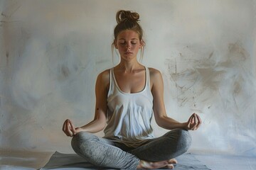 Fototapeta na wymiar Yoga-ing for the New Moon A Woman's Meditative Journey Generative AI
