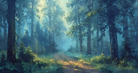 Fantasy Forest Path Generative AI
