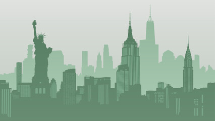 Fototapeta premium New York City skyline. Silhouette vector background of Manhattan cityscape. Travel illustration