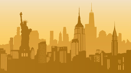 Silhouette of the New York City. Vector illustration - obrazy, fototapety, plakaty