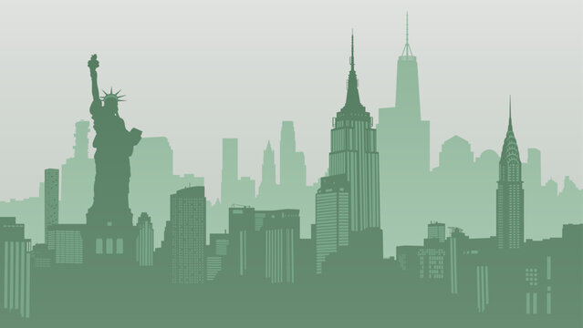 New York City skyline. Silhouette vector background of Manhattan cityscape. Travel illustration
