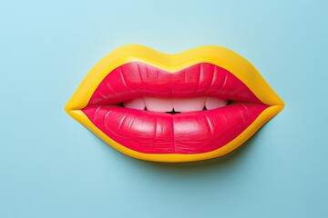 A red and yellow lip with a white smile