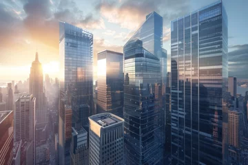 Foto auf Glas modern architecture background. glass building skyline. futuristic image.  © CreativeCreations