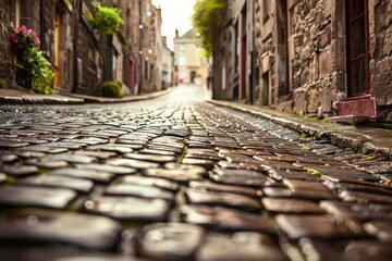 The uneven cobblestones on a historic city street