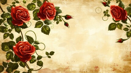 A beautiful painting of red roses with a white background