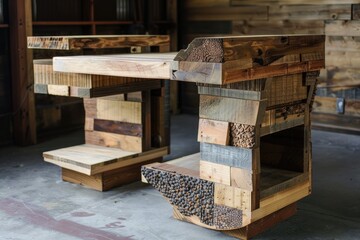 A handcrafted piece of furniture made from reclaimed wood