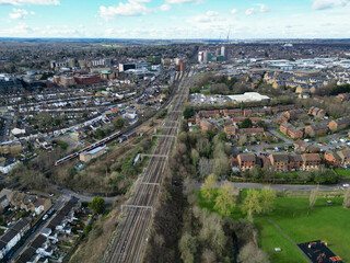 Aerial View of Watford City Centre, England United Kingdom