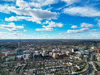 Fototapeta na wymiar Aerial View of Watford City Centre, England United Kingdom