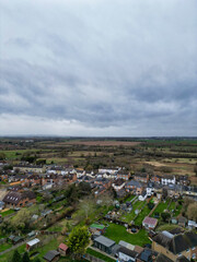 Naklejka premium High Angle View of Arlesey Town of Bedfordshire, England Great Britain. Feb 28th, 2024