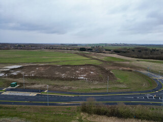 High Angle View of Arlesey Town of Bedfordshire, England Great Britain. Feb 28th, 2024