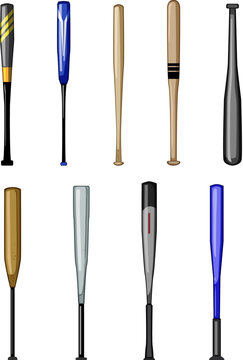 bat baseball set cartoon. graphic league, softball symbol, wood base bat baseball sign. isolated symbol vector illustration