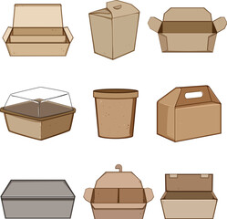 food box to go set cartoon. above package, mockup takeaway, hand sale food box to go sign. isolated symbol vector illustration