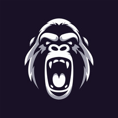 Roaring Gorilla Head Vector Logo Design