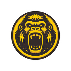 roaring gorilla head vector logo design