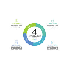 Circle infographic template with four steps or options, Concept of 4 features of startup project cycle. Modern infographic design template.