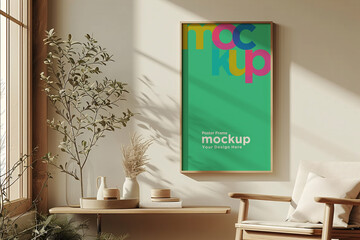 Poster Frame Mockup with Vases on the Shelf
Poster Frame Mockup with Vases and Decorative Items on the Shelf
Poster Frame Mockup with books and candles on the shelf
Poster Frame Mockup with vases on a