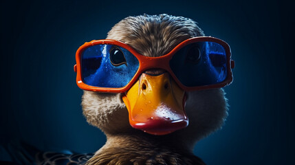 happy duck with funny sunglasses