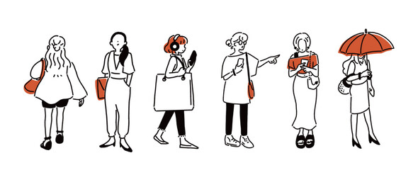 街の人々（線画）01